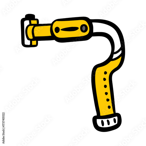 Yellow camera gimbal handle with ergonomic design and grip  