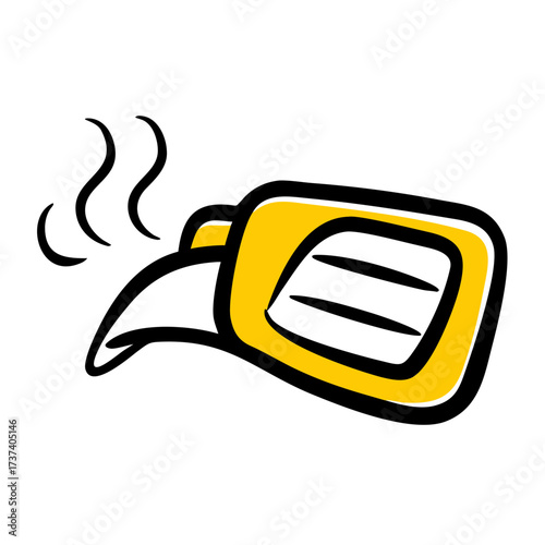 Yellow car air vent clip with steam illustration  