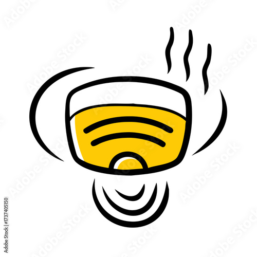 Carbon monoxide detector emitting warning signal with sound waves  