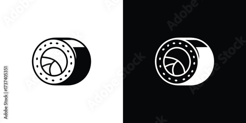 Black Round Badge with Eye inside Isolated on Transparent Background Icon Design