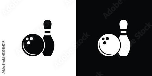 Bowling Ball with Pin Icon Silhouette on Transparent Background Design