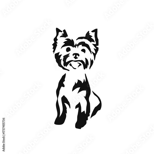 Vector drawing of a dog. Black and white gestalt design of a funny pet. Little doggy. Cute animal illustration. Postcard for International Dog Day.	
Drawing of an animal in the Gestalt style.