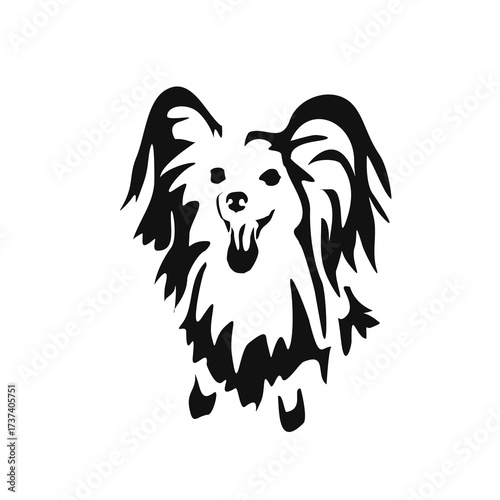 Vector drawing of a dog. Black and white gestalt design of a funny pet. Little doggy. Cute animal illustration. Postcard for International Dog Day.	
Drawing of an animal in the Gestalt style.