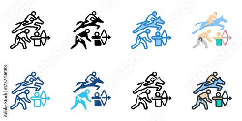 Naadam Festival icon set multiple style collection 
