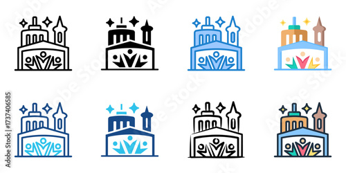 Edinburgh Festival Fringe icon set multiple style collection 
