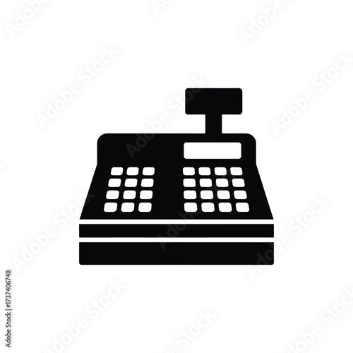 Classic Black Cash Register Till with Display Isolated on Transparent Background