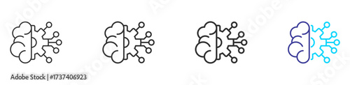 Cognitive AI icon with line variations and two-tone style, symbolizing cognitive processing, automation, and neural computation. Ideal for AI platforms, research, and tech branding.