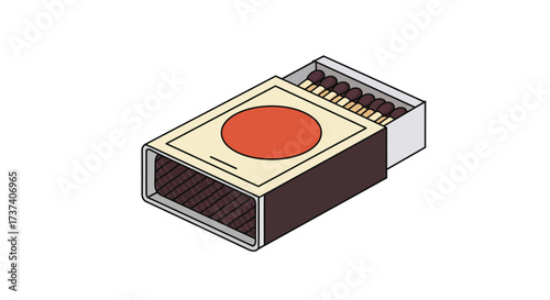 Open Matchbox with Matches Ready for Ignition and Fire Starting.