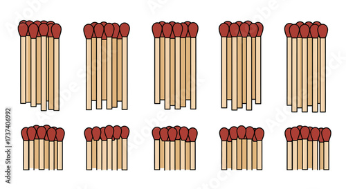 Grouped Matches with Red Tips Ready to Strike.