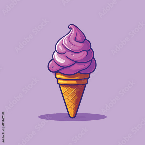 Ice cream cone cartoon icon illustration. sweet food icon concept isolated . flat cartoon style