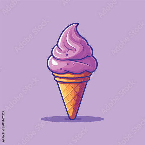 Ice cream cone cartoon icon illustration. sweet food icon concept isolated . flat cartoon style