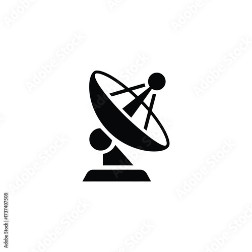 Isolated Black Satellite Dish Icon with a Transparent Background Silhouette Style
