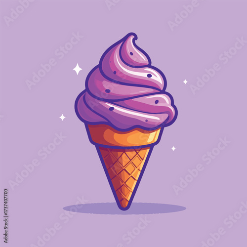 Ice cream cone cartoon icon illustration. sweet food icon concept isolated . flat cartoon style