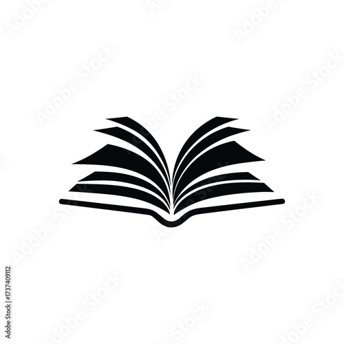 Open Book Pages Silhouette with Transparent Background, Flat Style Design