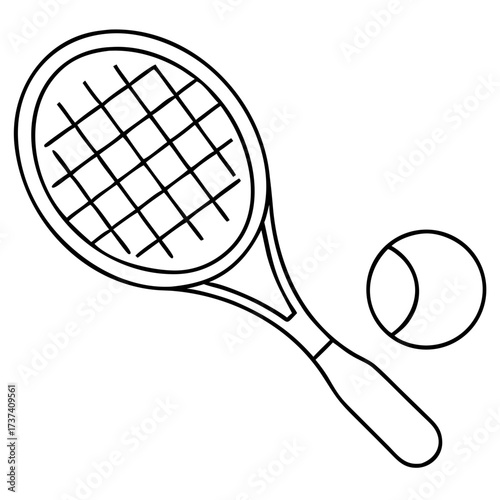 Tennis racket with ball vector illustration sports equipment scalable graphics for digital and print projects isolated on transparent background