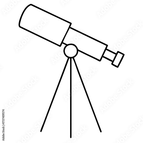 Scalable vector illustration of a telescope on a tripod for astronomy and science exploration graphics isolated on transparent background