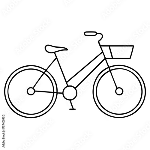 Scalable vector illustration of a classic bicycle with a front basket perfect for transportation and leisure icons isolated on transparent background