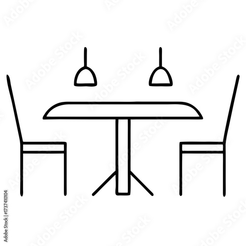 Elegant vector illustration of a dining table with chairs scalable graphic for interior design and decor themes isolated on transparent background