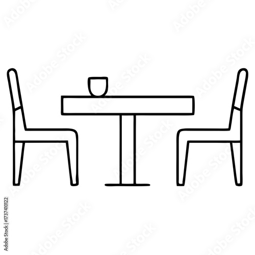 Vector illustration of a simple dining table with two chairs scalable graphic for web and print design isolated on transparent background