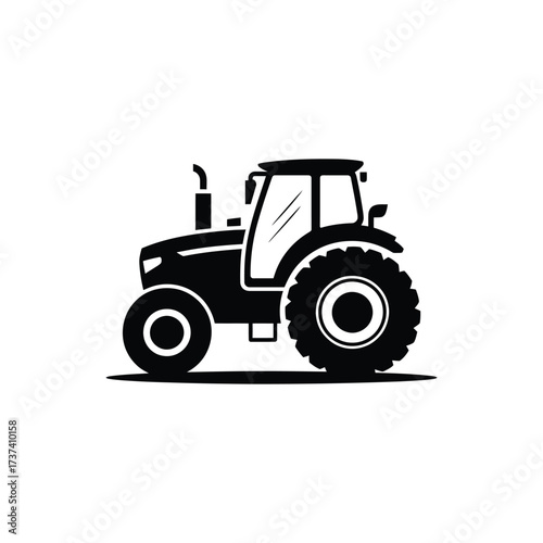 Tractor Icon Isolated on Transparent Background, Farm Vehicle Silhouette, Agriculture