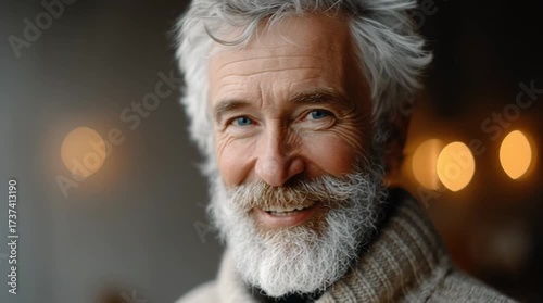 Serene Portrait of a Seasoned Gentleman: An intimate portrait captures the quiet strength and wisdom of an older gentleman. His kind eyes and warm smile reflect a life well-lived.