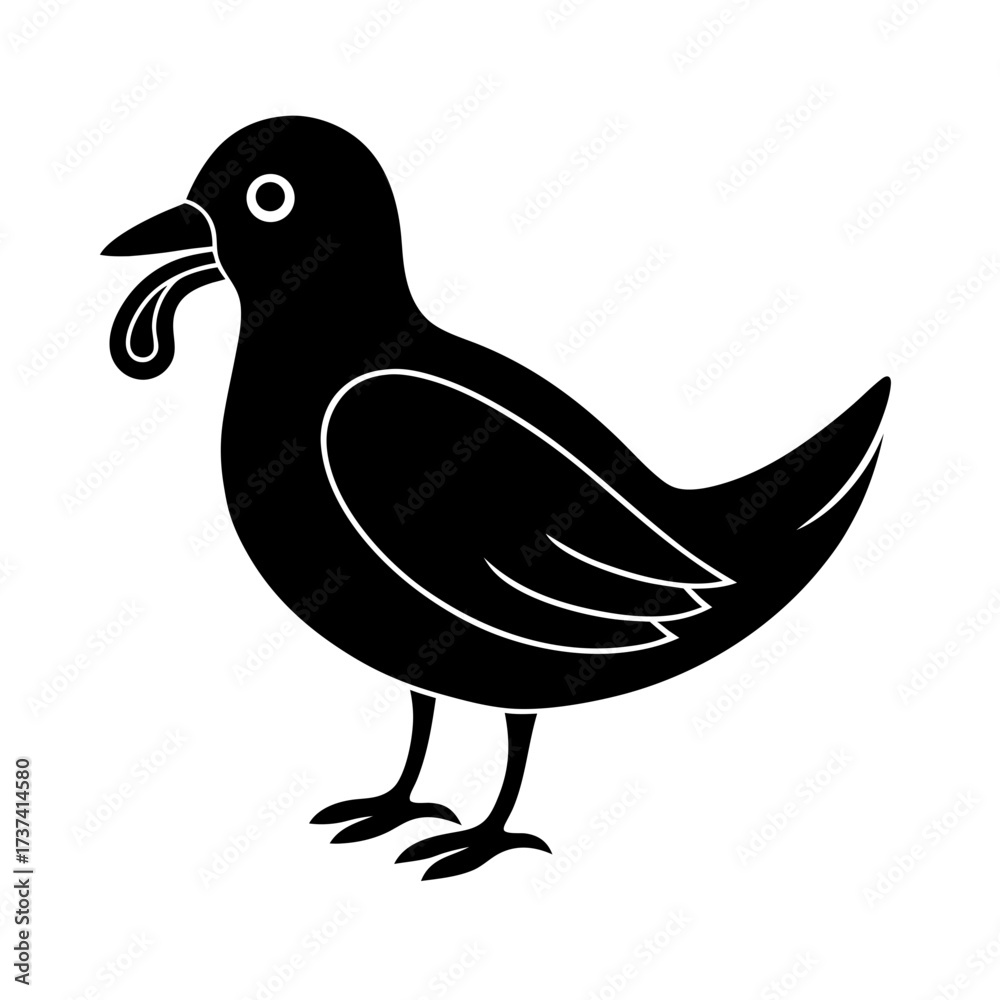 Obraz premium Bird Eating Worm – Natural Feeding Moment