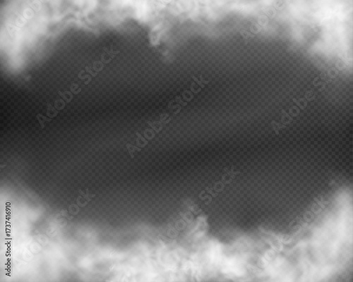 Steam effect spreads across the frame with soft dispersion and transparency. Mimics boiling water, machines, or stage fog. Editable vector for designers.