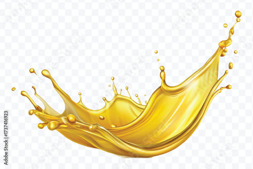 realistic fresh smooth liquid oil splash in mid air cut out and curve style isolated on transparent background