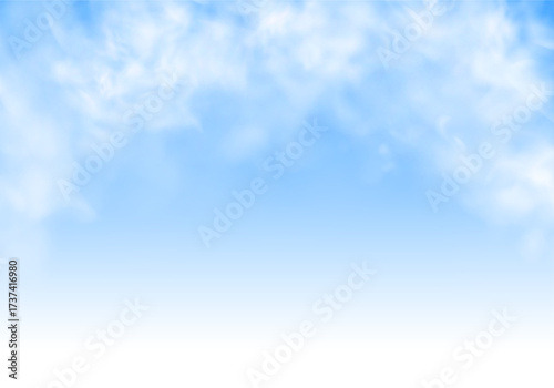 A soft sky blue watercolor wash spreads gently across the canvas. Subtle white cloud textures float within the light blue tones. Perfect for serene backgrounds or peaceful design themes. PNG