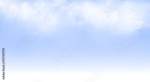 Light blue and white gradient blends seamlessly to mimic a cloudy sky. Soft textures float gently, creating a dreamy atmosphere. Great for nature-inspired or peaceful backgrounds. PNG
