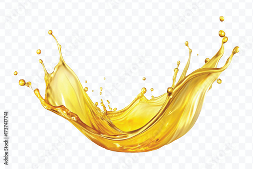 realistic fresh smooth liquid oil splash in mid air cut out and curve style isolated on transparent background