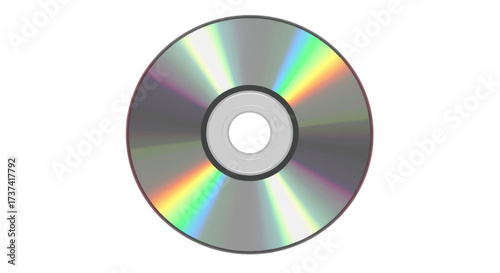 Shiny iridescent compact disc with a vibrant rainbow holographic light reflection.
