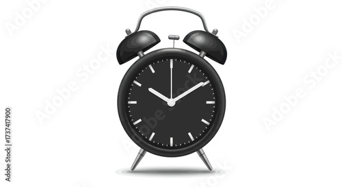 Classic Black Alarm Clock with Silver Accents and White Hands