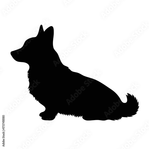 Corgi dog sitting pose silhouette illustration