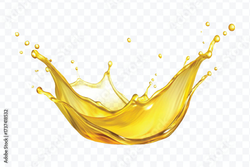 realistic fresh smooth liquid oil splash in mid air cut out and curve style isolated on transparent background