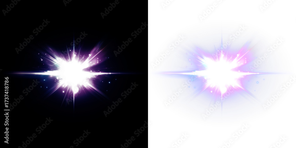 Fototapeta premium There are two distinct kinds of light flares observed on a black background