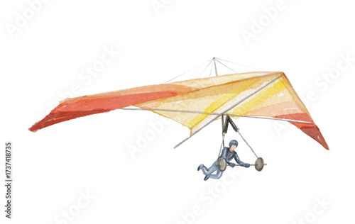 Hand painted watercolor hang glider isolated