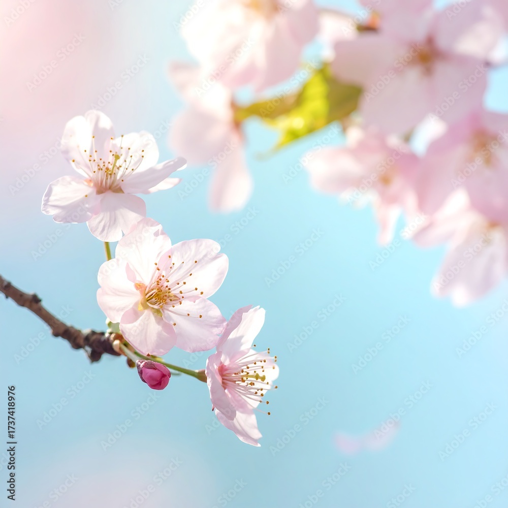 Obraz premium Delicate cherry blossoms against a pastel sky