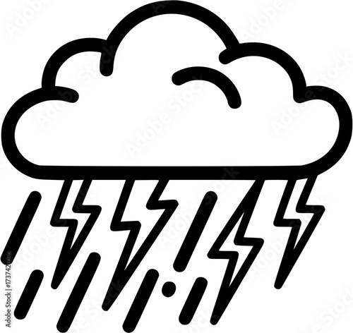 Illustration of a cloud with lightning bolts weather forecast storm rain thunder danger climate change
