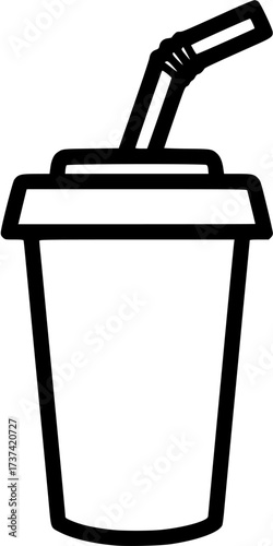 Soda cup with straw vector illustration, drink cup icon, beverage cup outline design
