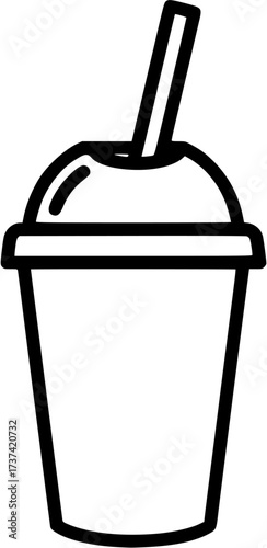 Soda cup with straw vector illustration, drink cup icon, beverage cup outline design
