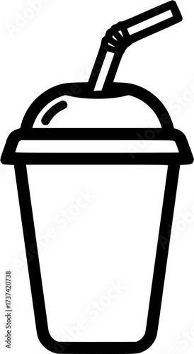 Soda cup with straw vector illustration, drink cup icon, beverage cup outline design
