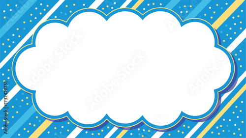 Vector art of cloud shaped frame on blue striped background