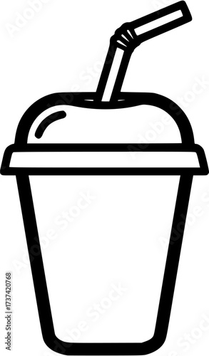 Soda cup with straw vector illustration, drink cup icon, beverage cup outline design
