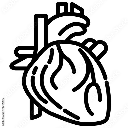 Heart outline icon depicts a black and white anatomical drawing featuring a schematic human heart illustration.