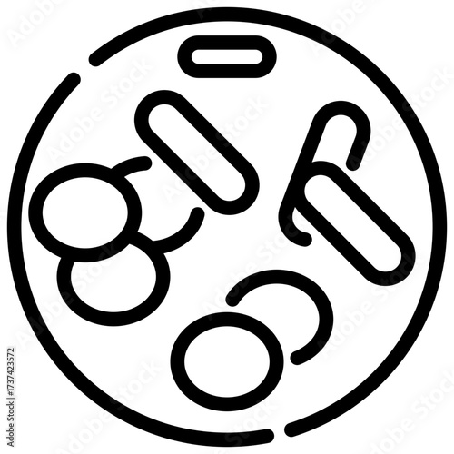Chromosome outline icon highlights the petri dish bacteria of diverse shapes and sizes within.