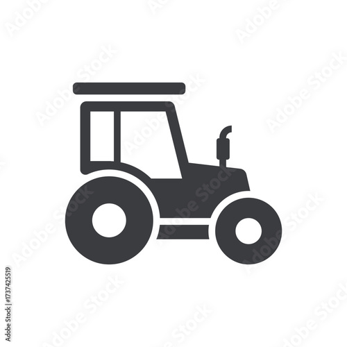 Black Flat Farm Tractor Agriculture Icon