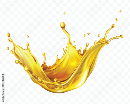 realistic fresh smooth liquid oil splash in mid air cut out and curve style isolated on transparent background