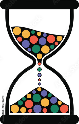 Colorful Hourglass with Falling Circles Representing Time Passing for Black Friday, 2025 