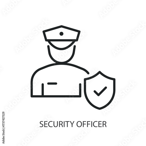Security officer thin line vector icons.